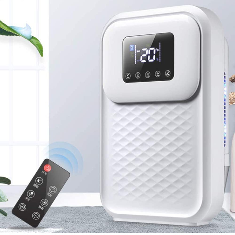 Deshumidificador Eléctrico Portátil Deshumidificador Purificador de Aire Mini Deshumidificador de Aire con Mando A Distancia Indicador LED Y Apagado Automático, 2200Ml