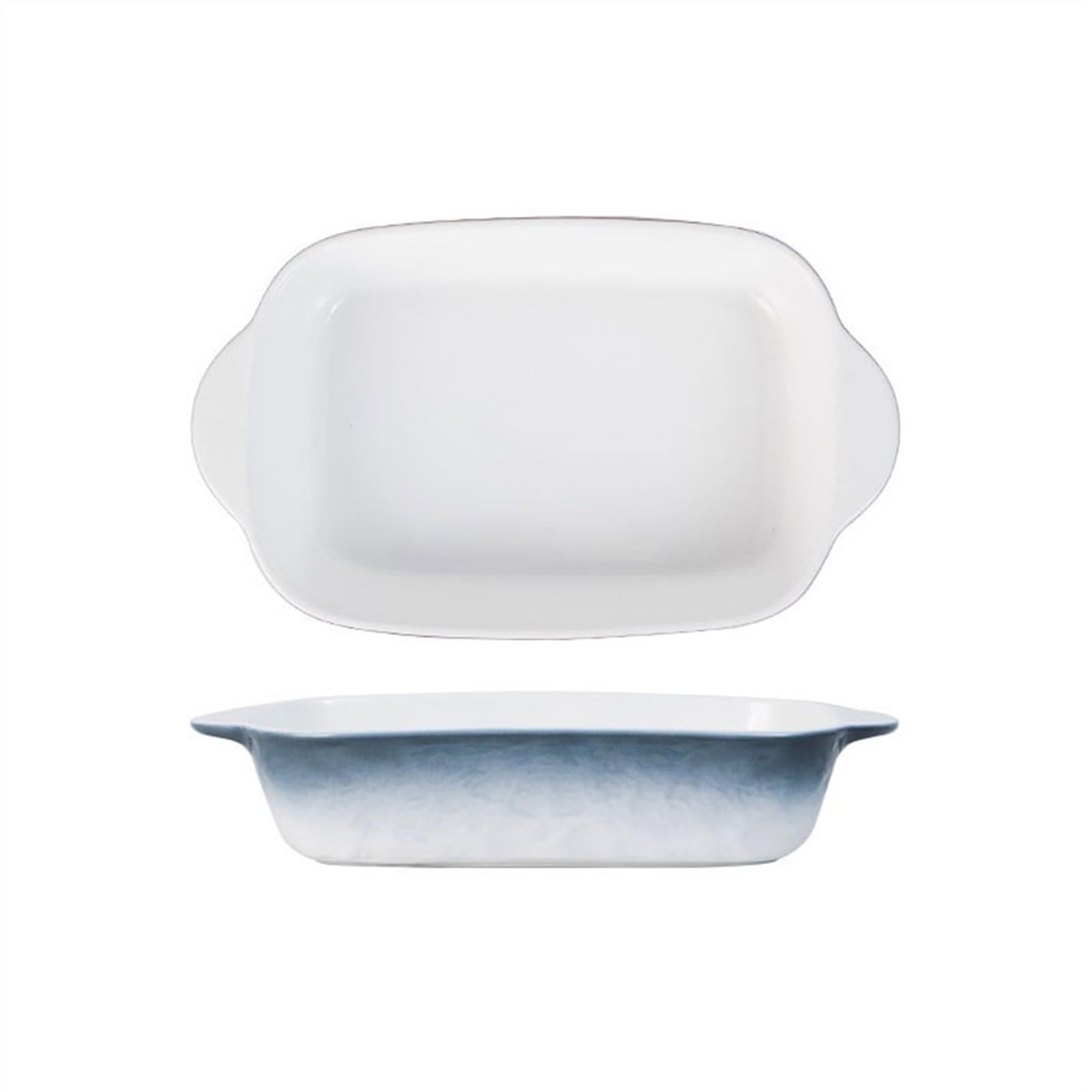 Plat de cuisson à Double oreille en céramique, micro-ondes domestique Pain(Blue)