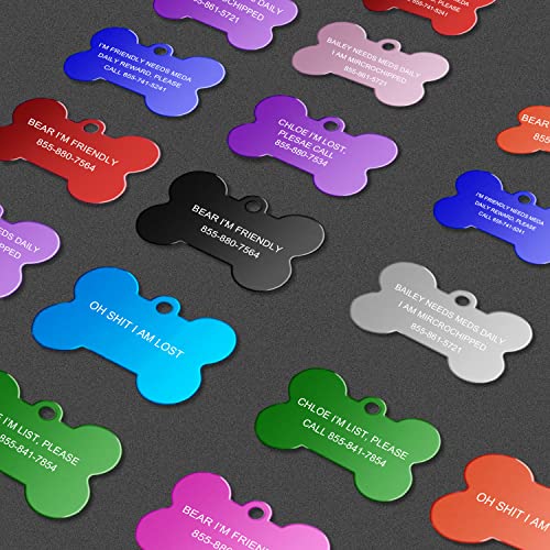 Hundemarke Knochen Hundemarken aus Aluminium 30Stk Erkennungsmarke Rohling 2,5 x 3,8cm Adressanhänger hund Wasserdicht mit Hundemarke Kette für DIY Hunde und Katzen Haustier-Erkennungsmarke