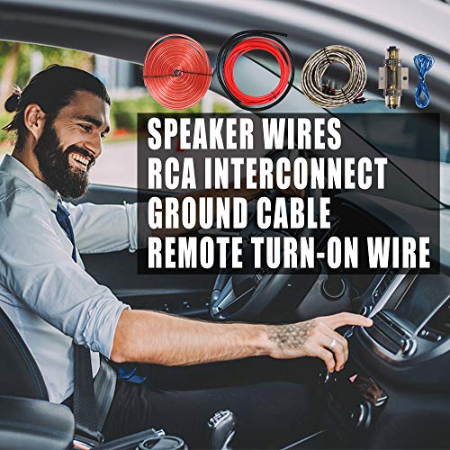 Image of 4 Gauge 1000W CCA Complete Amplifier Wiring Kit - with Power /Ground Wire, RCA Cables, Speaker Wire, Capacitor & Distro Block | for High-Power Subwoofer and Multi-Channel Stereo System Install