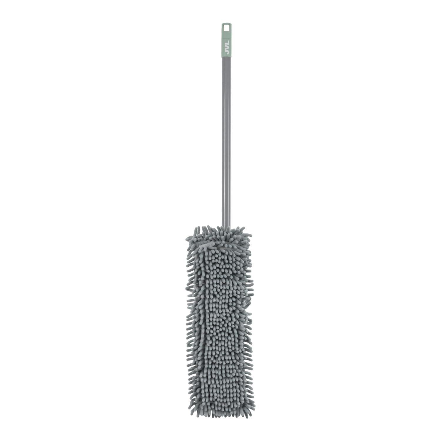 JVL Mopa Extensible de Chenilla con 2 Cabezales de Repuesto, Limpiador de Suelos Plano con Mango Largo, Sistema de Recarga de Microfibra Lavable a máquina, Color Gris