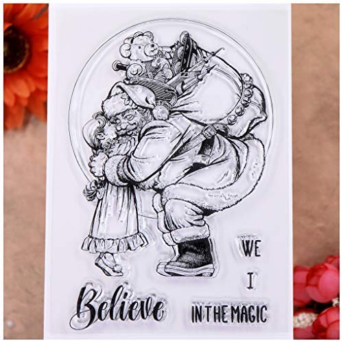 Merry Christmas Santa Girl Belive IN THE MAGIC Clear Stamps for Card Making Decoration and DIY Scrapbooking
