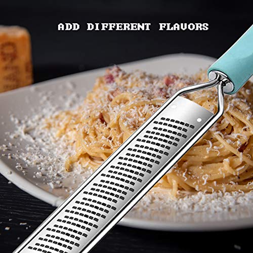 Lemon Zesters Grater For Kitchen, Premium Stainless Steel Lemon Zester Tool With Handle Plastic Protective Cover, Dishwasher Safe, Blue #TOP3