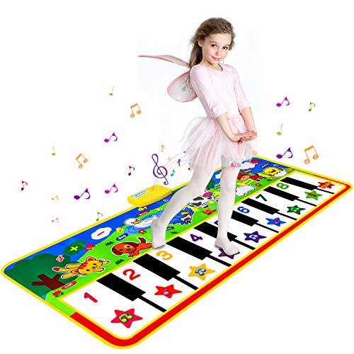 Shayson Klaviermatte, 19 Keyboard Musikmatte für Kinder?Tanzmatte mit 8 Tierstimmen,Keyboard Matten Baby Spielzeug für Kinder