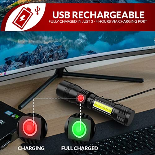 Rechargeable Flashlights Ufx1000 [2 Pack] 3-In-1 Uv Blacklight Flashlight, Cob - 7 Light Modes Waterproof Magnetic High Lumens Clip-On - Uv Light For Pet Urine Detection, Camping, Emergencies #TOP5