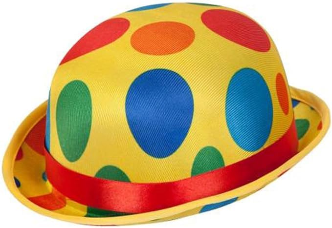 labreeze GCC Fashion Store Adults Polka Dot Clown Bowler Hat β Unisex Circus Tumble Novelty Fancy Dress Costume Accessory