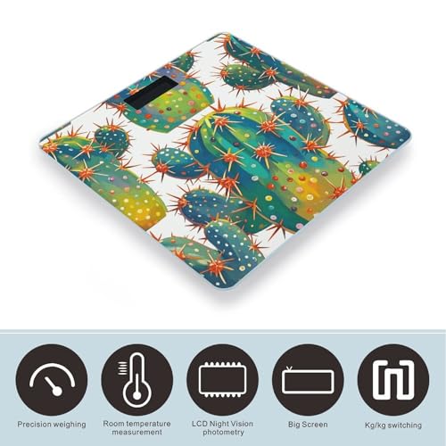Balanza digital de baño Smart Cute Cactus con pantalla grande miniatura 3