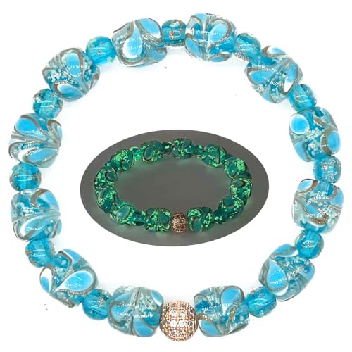 ARTSY-Crafts-Glow-in-the-Dark-Firefly-Bead-Bracelets-Handmade-in-USA-Peacock-Feather-Firefly-Glass-Bracelets-Luminous-Murano-Glass-Crystal-Spiritual-Healing-Bracelet-Bangle