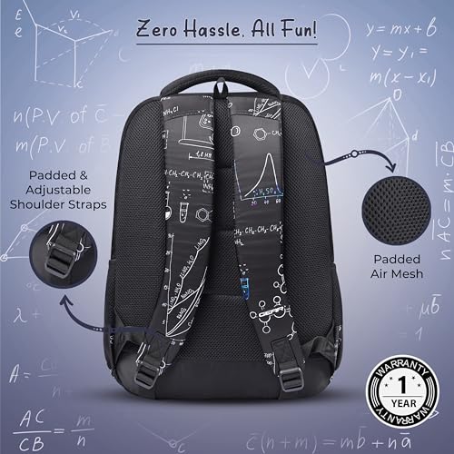 Image of Gear Astro Calculus 19 inch /35L Large Water Resistant School Bag | Casual Backpack | Daypack | Travel Backpack | Kids Bag for Boys /Girls (Black - Blue)