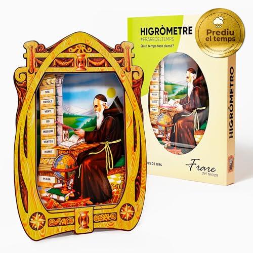 Higrómetro Fraile del Tiempo – Higrómetro de Cabello Monje del Tiempo, indicador tradicional del clima y la humedad – Fabricado en España (Catalán)
