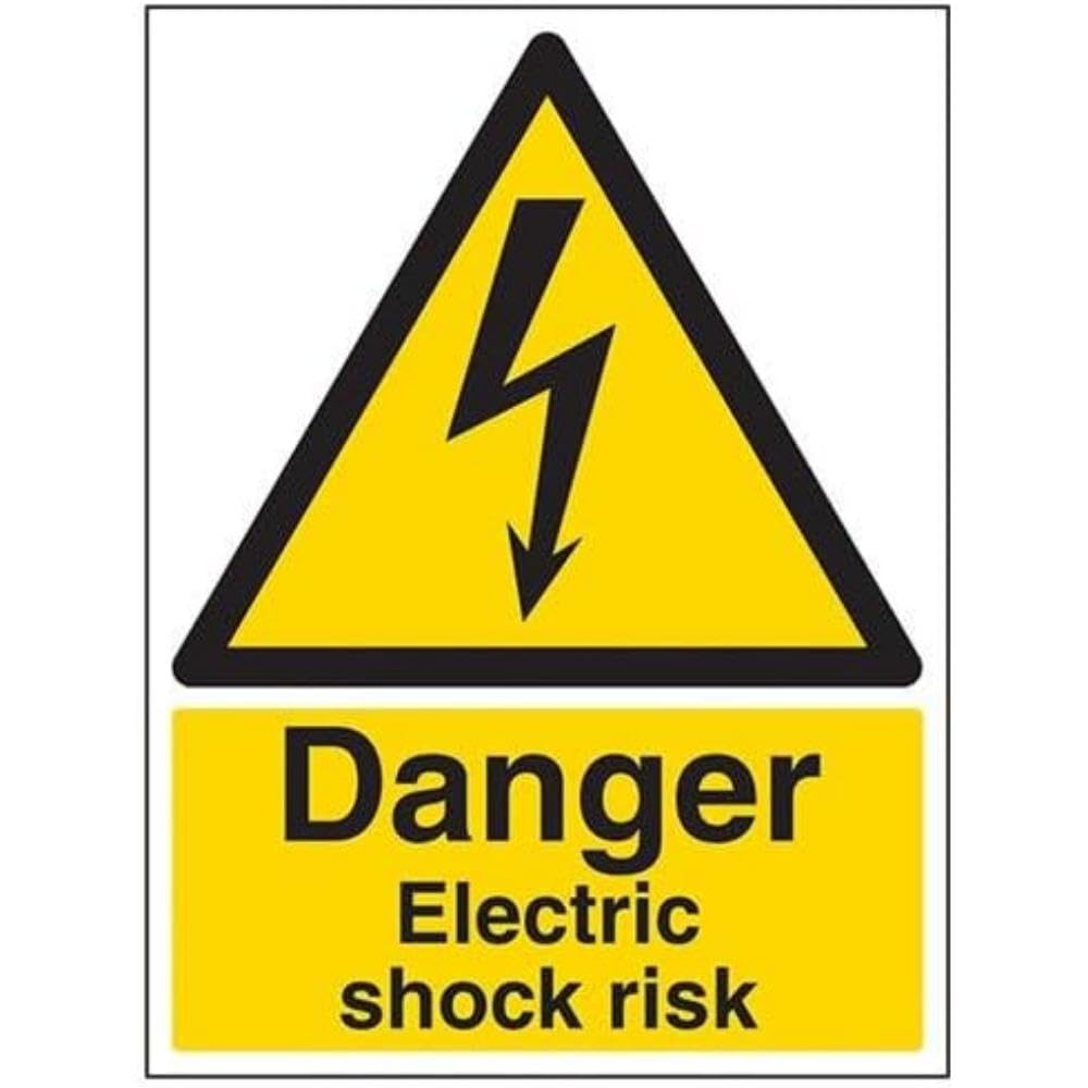 V Safety Danger, Electric Shock Risk Warning Sign - 300mm x 400mm - Self Adhesive Vinyl