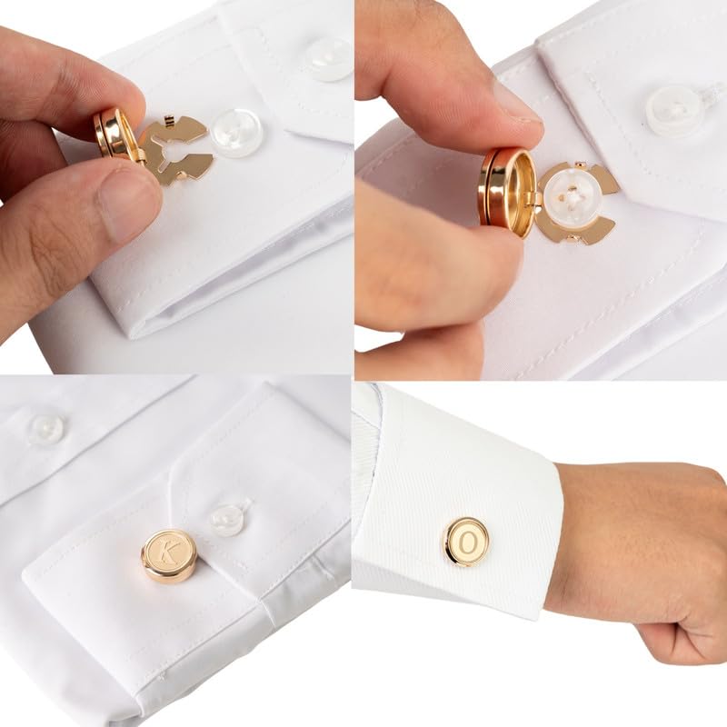 Cufflinks necktie Clip for men Initial cufflinks tie clips and shirts button covers Set Gold or silver3