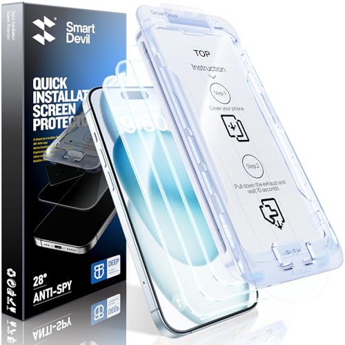 SMARTDEVIL 2 Pack Screen Protector for iPhone 15 Plus Tempered Glass, HD Clear Film, Easy Installation, Dust-Free & Bubble-Free