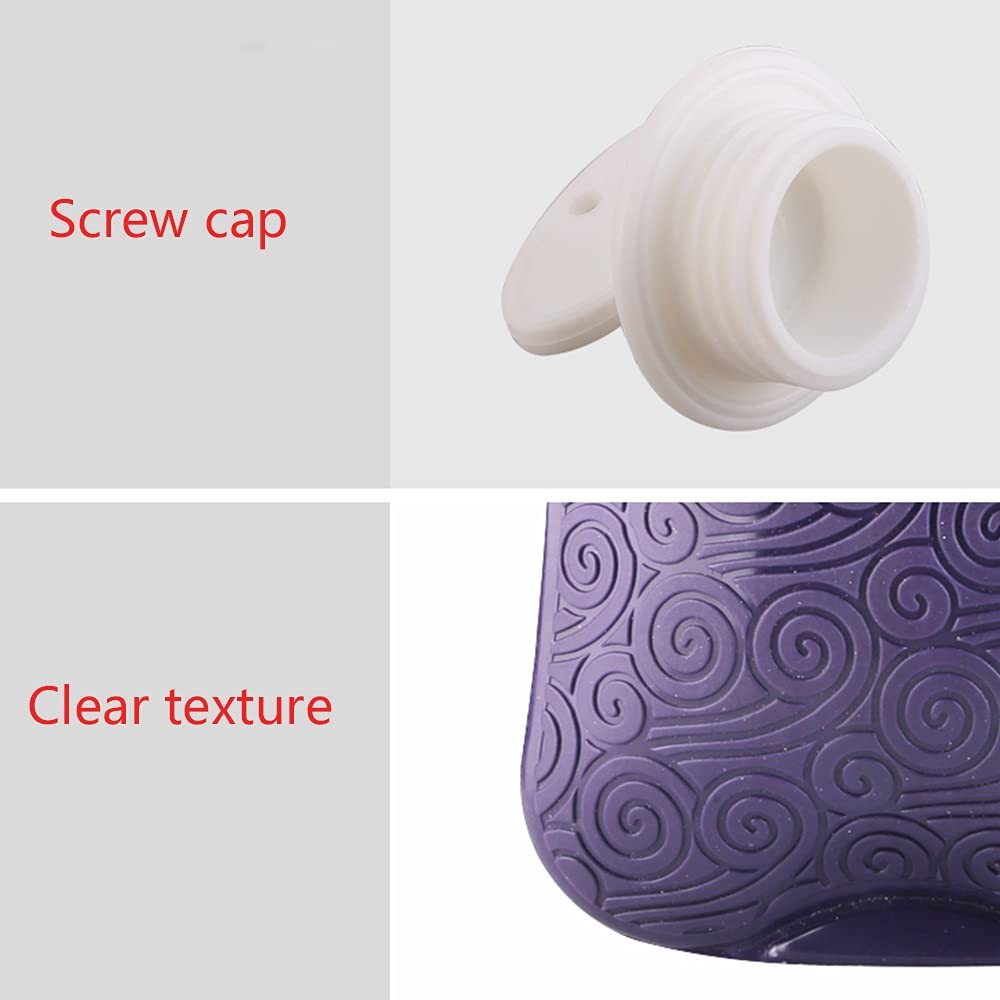 Stylowe gumowe termofory, wygodne i trwałe zatrzymywanie ciepła, dobra wydajność, ciepłe zimowe prezenty(Purple,2000ML)