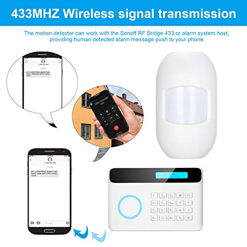 HUIOP PIR Sensor de movimiento PIR inalámbrico RF 433Mhz Detector de infrarrojos dual Sensor de alarma antirrobo Automatización del hogar inteligente Sistema de alarma de seguridad Trabajar con,Detect