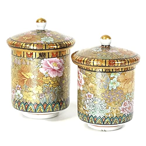 Amazon.co.jp: 九谷焼 椿山窯 若村紫紅作 色絵本金彩細密万花詰