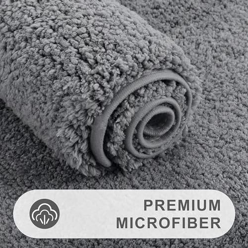 smiry U-Shape Toilet Mat, Extra Soft Pedestal Mat for Toilet Absorbent Microfiber Toilet Bathroom Mats, 50 x 60 cm, Grey - Image 2