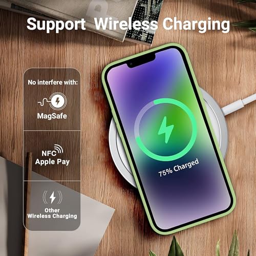 Image of NAFS Silicone Case Compatible with iPhone 14 | Camera Protect Microfiber Lining Cover | Case Cover for iPhone 14 (Matcha Green)