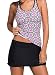 EVALESS Women Floral Print Racerback Tankini Skort Swimsuit with Panty Bikini Set X-Large Rosy Flower