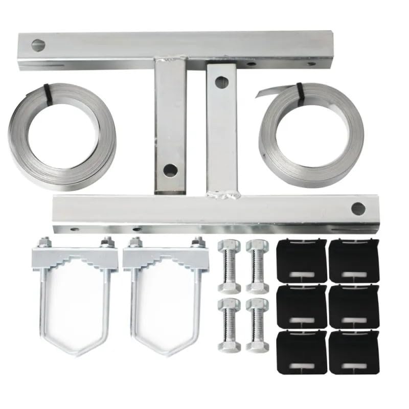 Extralink Staffa per Antenna da Camino, Supporto Sostitutivo Universale per Parabola Satellitare, con 2 Nastri in Acciaio da 7 m, Carico 18 kg, per Palo Ø50 mm, Montaggio senza Forare