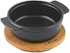 Lava, Baking Container, LV ECO GV 11 K4, Round Casserole, Wooden Base, Diameter 11 cm, Cast Iron, Black
