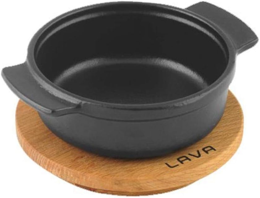 Lava,Pişirme Kabı, LV ECO GV 11 K4, Yuvarlak Güveç, Ahşap Altlık, Çap 11 cm, Dökme Demir, Siyah