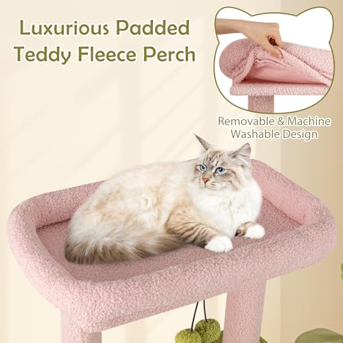 PETSITE Árbol para Gatos Flor 58 pulg Multinivel Rosa miniatura 6