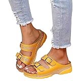 MeiLyviba Sandalen Damen Sommer Damen Sommer Einfarbig Schnallenriemen Lässig Offene Zehenkeile Weicher Boden Atmungsaktive Hausschuhe Schuhe Sandalen Sommerkind Schuhe Damen Boots