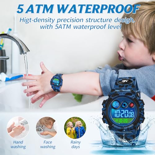 Image of Dayllon Kids Digital Watch,Boys Digital Outdoor Sport Waterproof Watch,with Calendar 12 /24H Alarm 7 Colorful Backlight Stopwatch Wristwatch for 3-15 Years Old