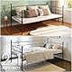 FetiNes Tagesbett Bettgestell 90x190 cm Bett, Metal Wasserdicht Familienbett Gästebett Metallbett Jugendbett Einzelbett Sofabett für Schlafzimmer Wohnzimmer passend, Schwarz
