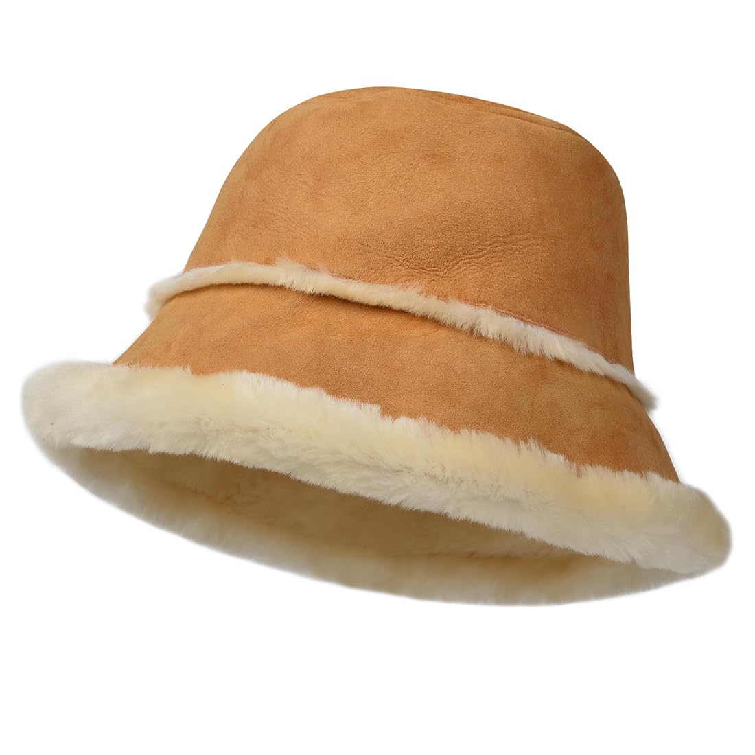 Harssidanzar Winter Fischerhüte für Männer und Frauen Lammfell Shearling Leder Warme Hüte Mützen Caps CU608EU1