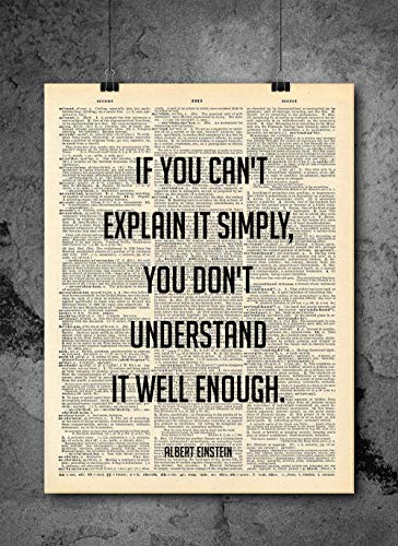 Einstein Quote - If You Can't Explain It Simple Quote Vintage Art - Authentic Upcycled Dictionary Art Print - Home or Office Decor - Inspirational And Motivational Quote Art D251