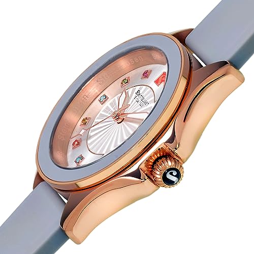 Arbon Collection Grey Stainless Steel Women's Watch with Extra Pink Silicone Interchangable Band4
