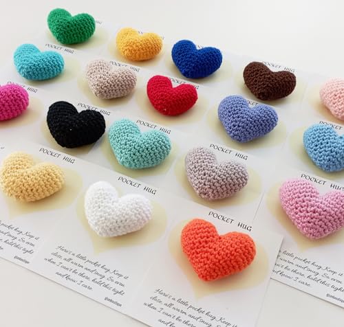 Cute Crocheted Pocket Hug Heart with Greeting Cards, Handmade Small Gifts, Cute Little Heart Pocket Hug & Gift Card, Thinking of You Love Gift For Family and Friends. (FLESH COLOR)4