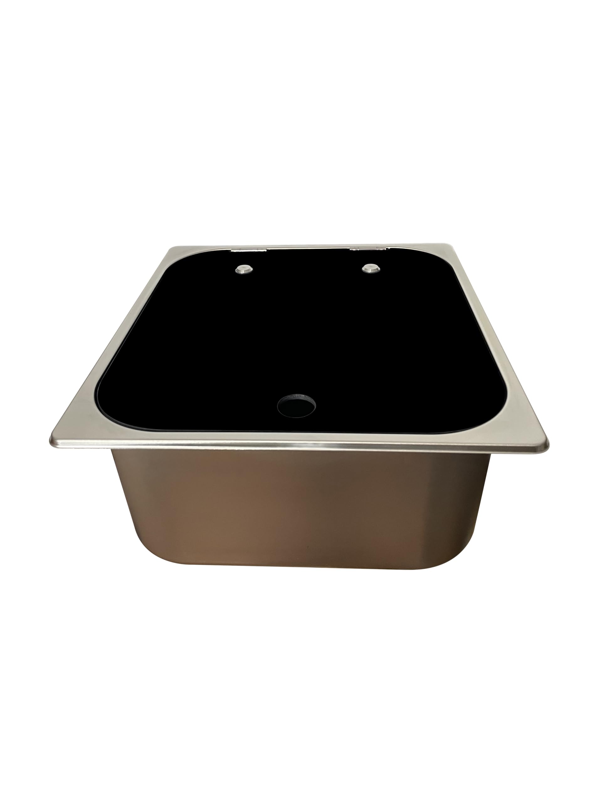 Kit fregadero caravana 32x35 con tapa + grifo Comet London 12V con interruptor + bomba 10 L/min + sumidero 90° + mangueras y toma 12V para furgoneta, caravana y autocaravana