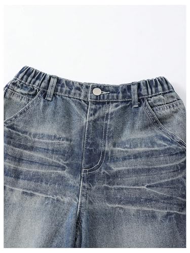 GORGLITTER Girl's Flare Jeans High Waisted Bell Bottom Denim Pants with Pockets Medium Wash 8Y3