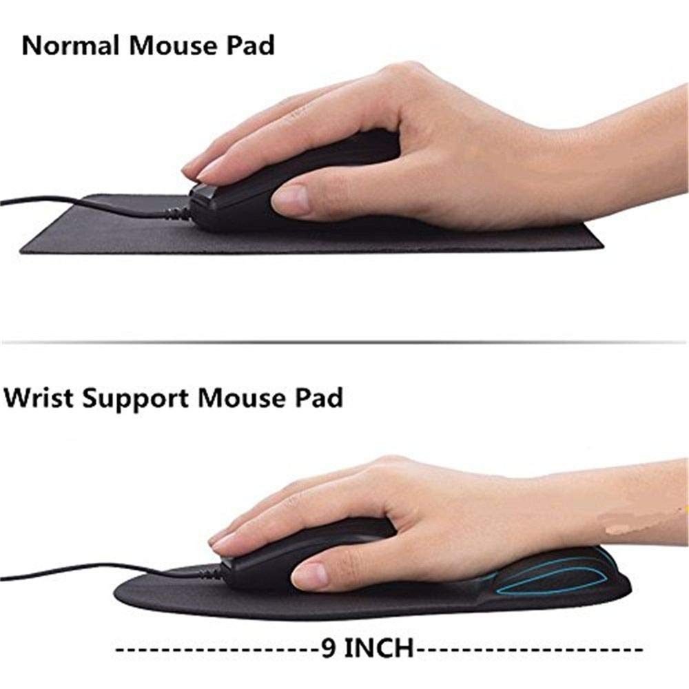 ASEOK Poggiapolsi In Gel Di Silice Per Mouse – Antiscivolo E Antifatica, Altezza Confortevole 3,5 Cm, Per Sollievo Da Dolore, Nero - 2