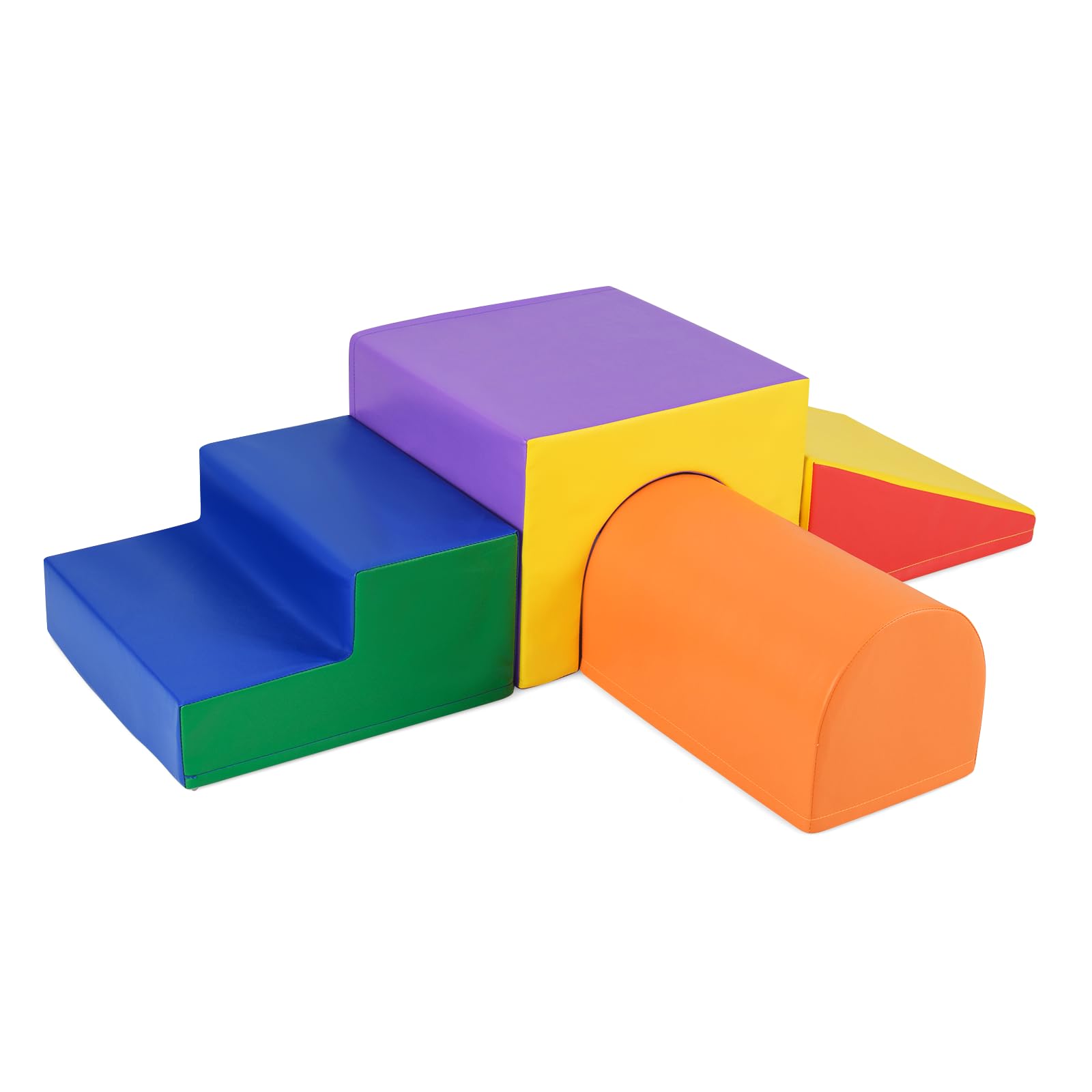 COSTWAY 4 Pieces Baby Soft Play Set, Colorful Climb and Crawl Foam Blocks, Kids Software Climbing Toys for Toddlers 12-36 Months (Yellow+Red)