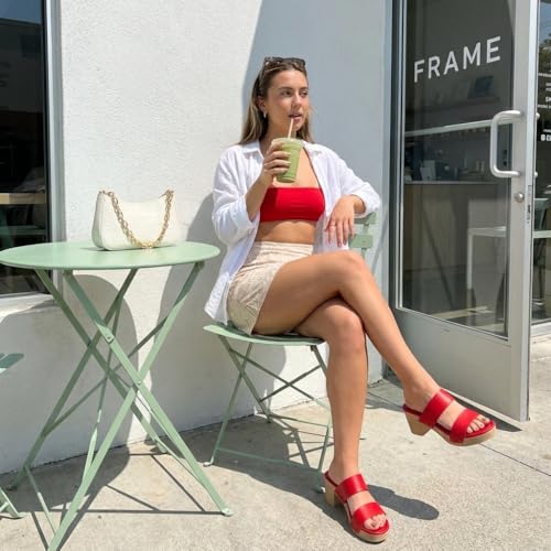Image of CUSHIONAIRE Sky Platform Sandals for Women, Faux Wood Block Heel Slide with Comfort Foam Footbed and Vegan Leather Straps, Wide Width Available