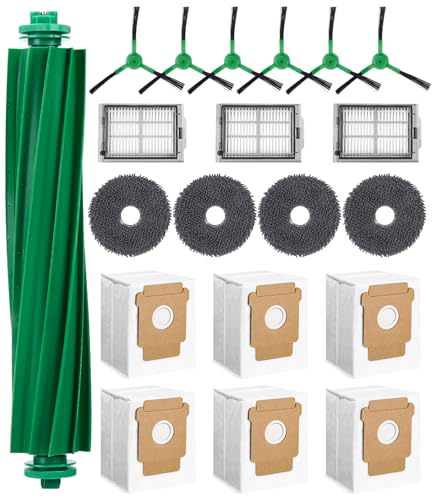SOBEAU Accesorios Recambios para iRobot Roomba Plus 505/405 Combo Aspiradora, 1 Cepillo Principal, 3 Filtros HEPA, 4 Mopa, 6 Cepillos Laterales, 6 Bolsas de Polvo, Repuestos para iRobot Roomba