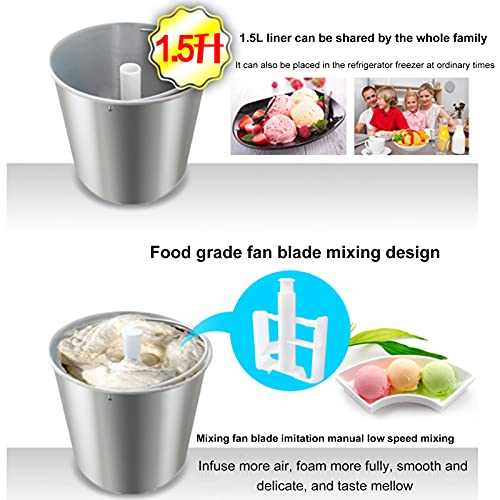 Eismaschine Speiseeisbereiter | Macht Eiscreme, Gelato, Sorbet, Frozen Yoghurt | 1,5L Edelstahl | Bestes Geschenk Für… – Bild 5