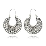 Cyntan Gypsy Hoop Dangle Earrings Boho Ethnic Jewelry Antique Retro Tribal Earrings Swirl Indian Boho Earrings Body Jewelry For Women Girls