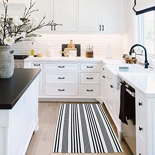 Tapete decorativo algodón negro y blanco 27.5 x 43 pulg miniatura 7
