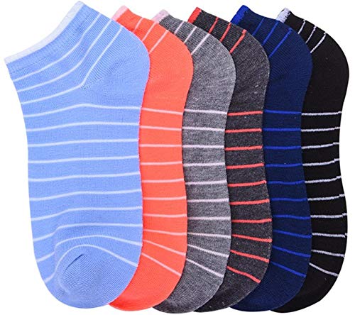 Image of ToBeInStyle Pack of 6 Printed & Solid Low Cut Ankle Socks - Kid's & Adults