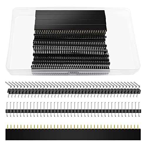 Il pacchetto include: Il pacchetto contiene un totale di 50 pezzi di connettori di intestazione, 3 tipi di connettori pin da 2.54 mm 40 pin Breakaway PCB Board Pin Header Connector, sufficienti per soddisfare le vostre esigenze.