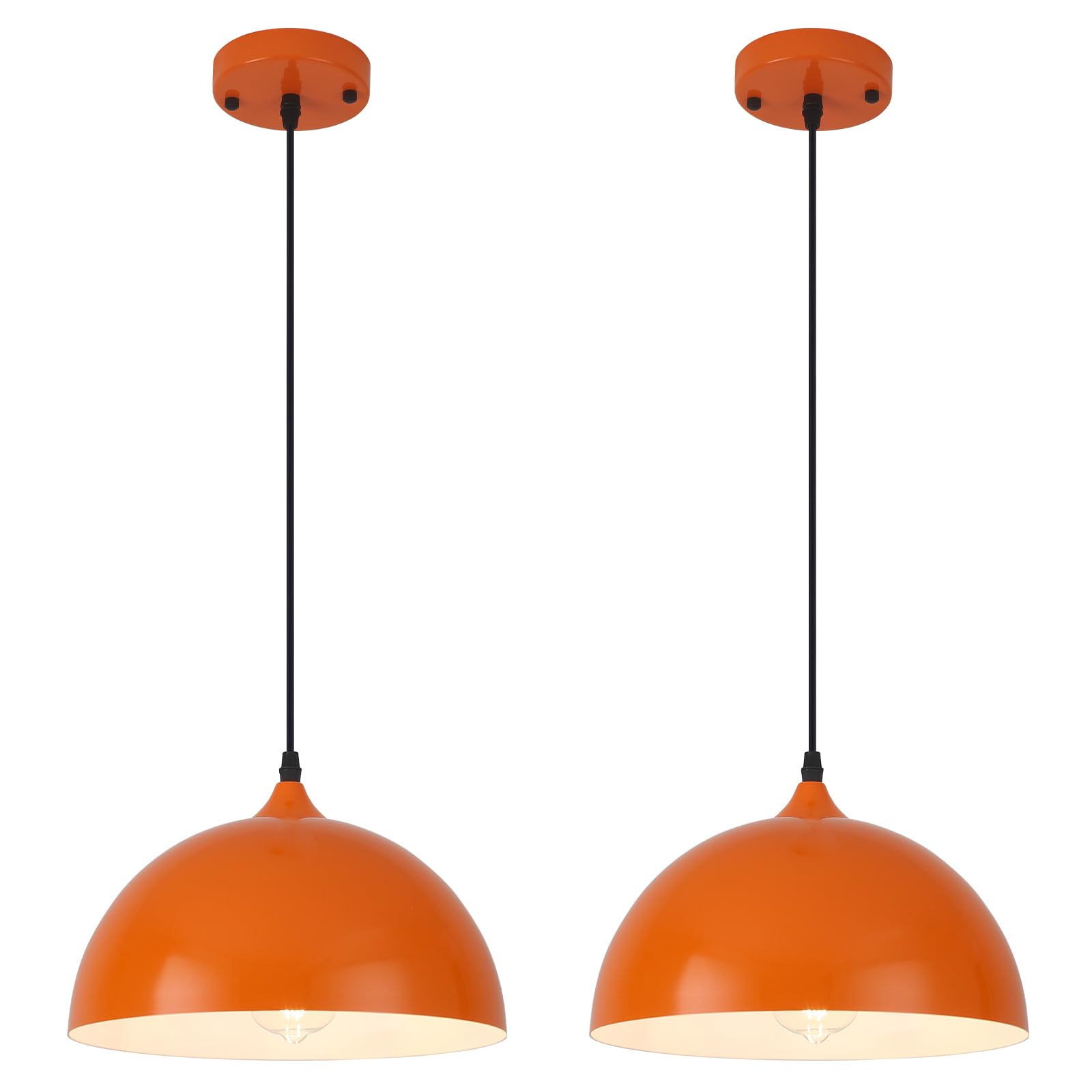 SESIMENT Orange Kitchen Pendant Lights,11.8inches 2 Packs Pendant Light, Farmhouse Pendant Light, Pendant Lights Kitchen Island for Living Room,