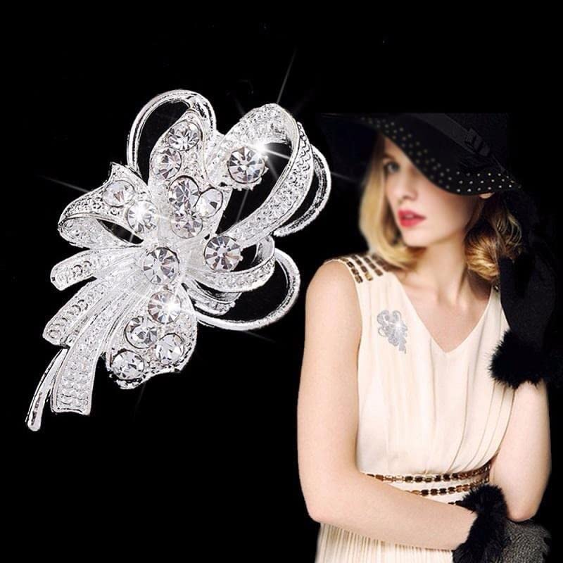 Broche De Cristal Y Diamantes De Imitación – Moderno Elegante Para Mujer, Forma Lágrima, Aleación Dorada, Regalo Perfecto