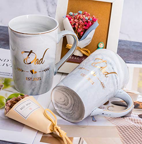 Mugpie Dad And Mom Couple Mugs - New Parents Gifts First Time Pregnancy Gifts Est 2021 Dad And Mom Coffee Mug Set- Elegant Gifts For Baby Shower Mother's Day Father's Day - 12.5Oz Ceramic Coffee Cup #TOP2