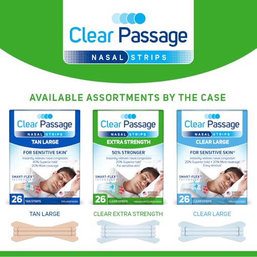 Image of Clear Passage Nasal Strips, Clear Extra Strength, 26 Count (Pack of 36)