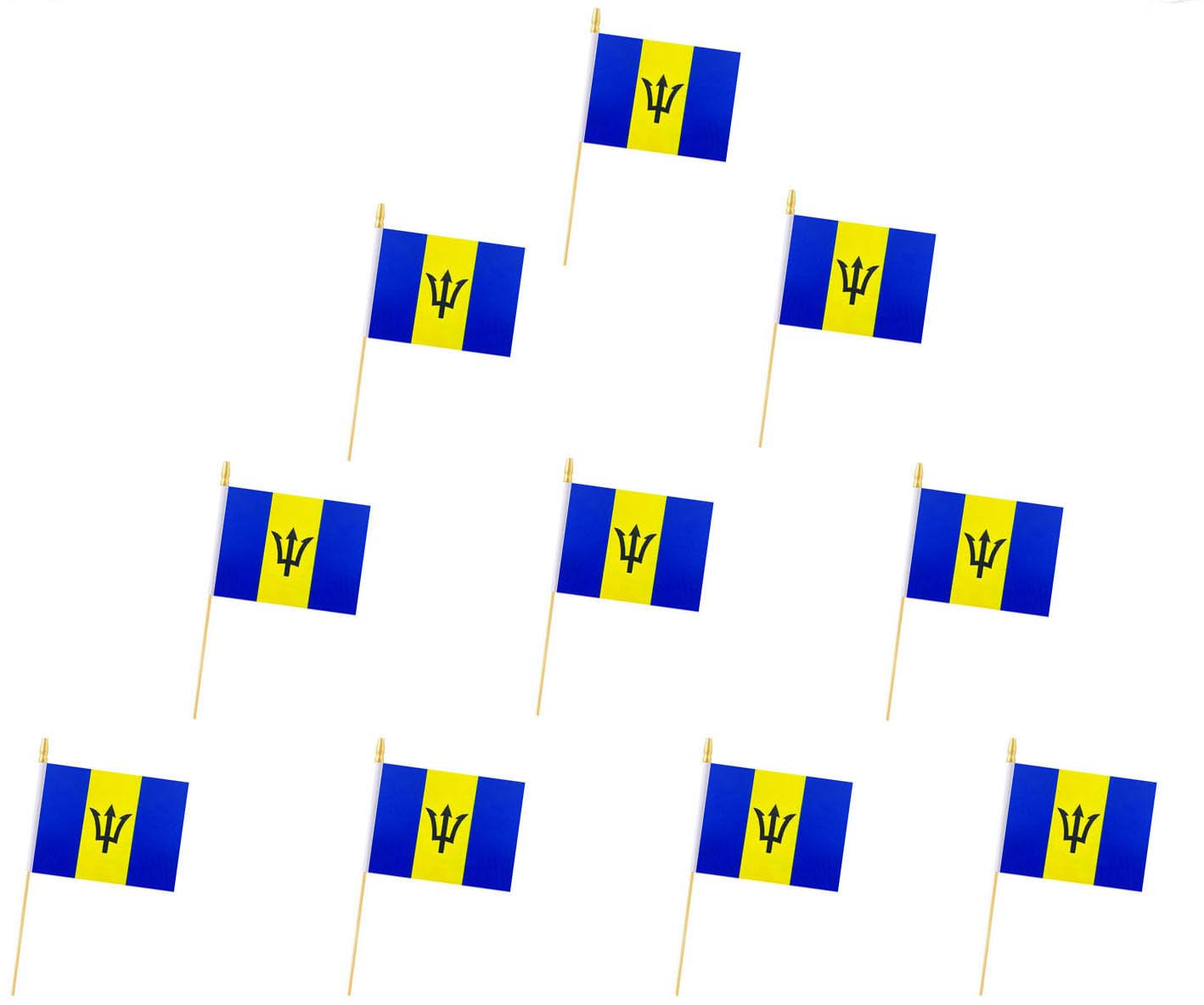 10 Pack Barbados Flags - Handheld Flag- 5x8 in,Barbados Mini Flag. Suitable For Party Decorations, Store Displays, Bar Decorations And National Day Parades. (Barbados)